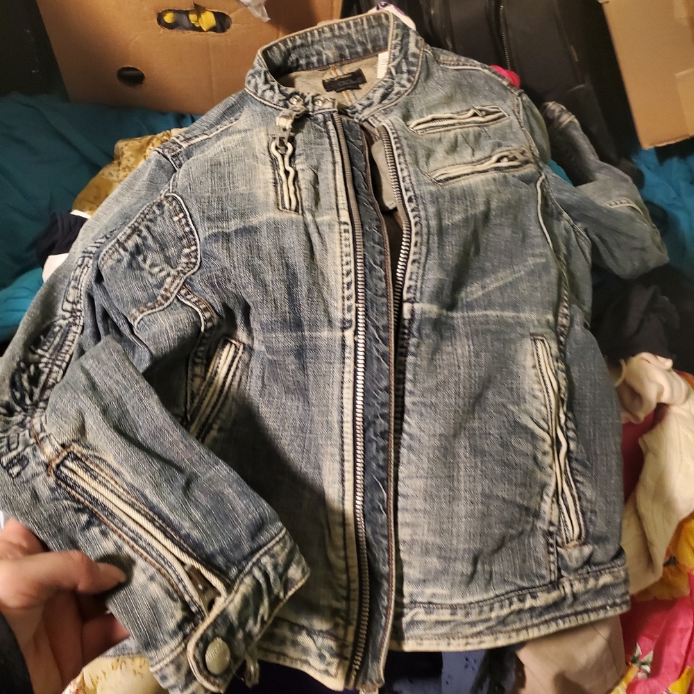 Mens energie Gold Denim jacket size XS